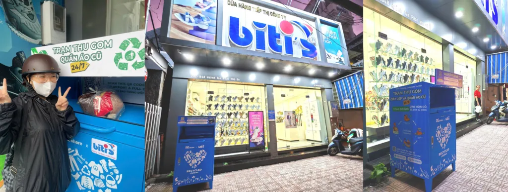 Used goods collection station in collaboration with Reshare on Biti's store system
